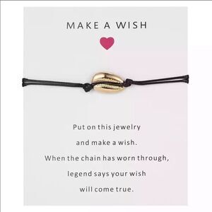 BLACK Make A Wish Cord Cowrie Bracelet